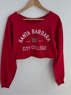 Santa Barbara City College Red Cropped Off the Shoulder Top